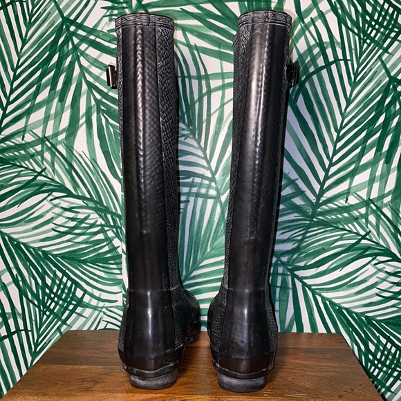 Hunter Boatall Croc Embossed Rubber Wellie Boots Women’s 7 - Picture 8 of 14